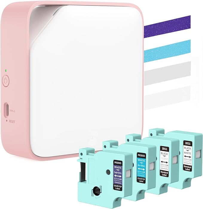 Vixic Pink Label Printer D1600 Label Maker Machine, Compact Label Printer, Bluetooth Cute Label M... | Amazon (US)