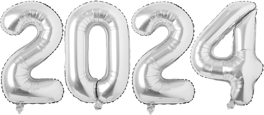 2024 Balloons, New Years Eve Decorations, Gaint 40 inches Foil Number Balloon for New Year Celebr... | Amazon (US)