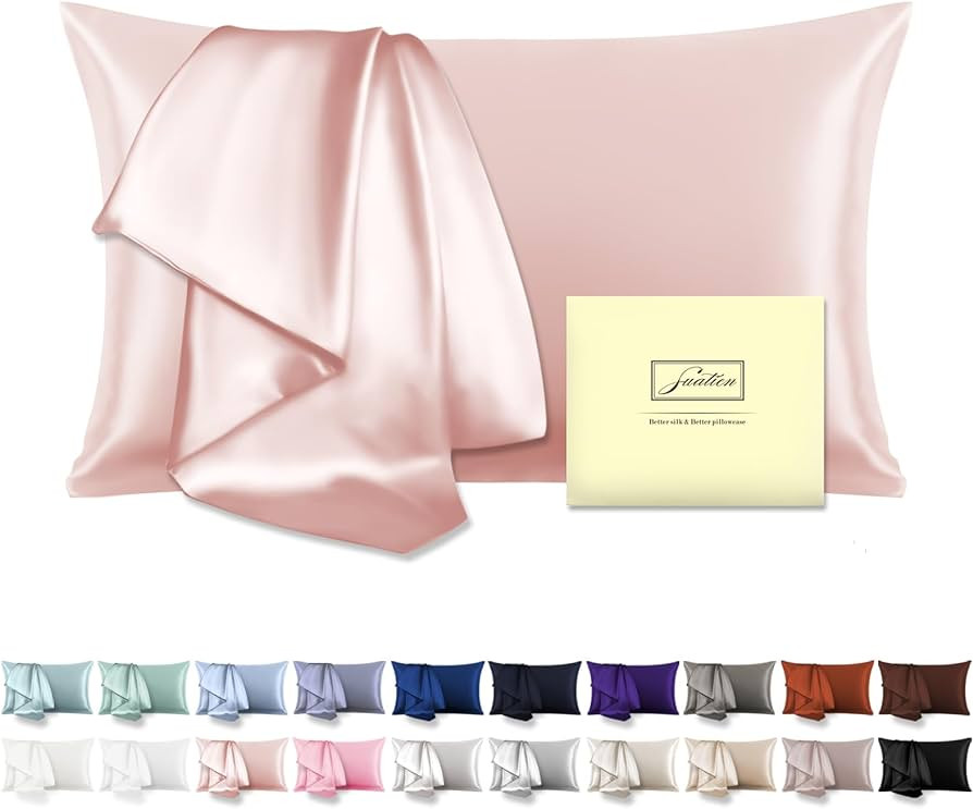 Mulberry Silk Pillow Cases Standard Size Silk Pillowcase with Zipper Soft Breathable Smooth Cooli... | Amazon (US)
