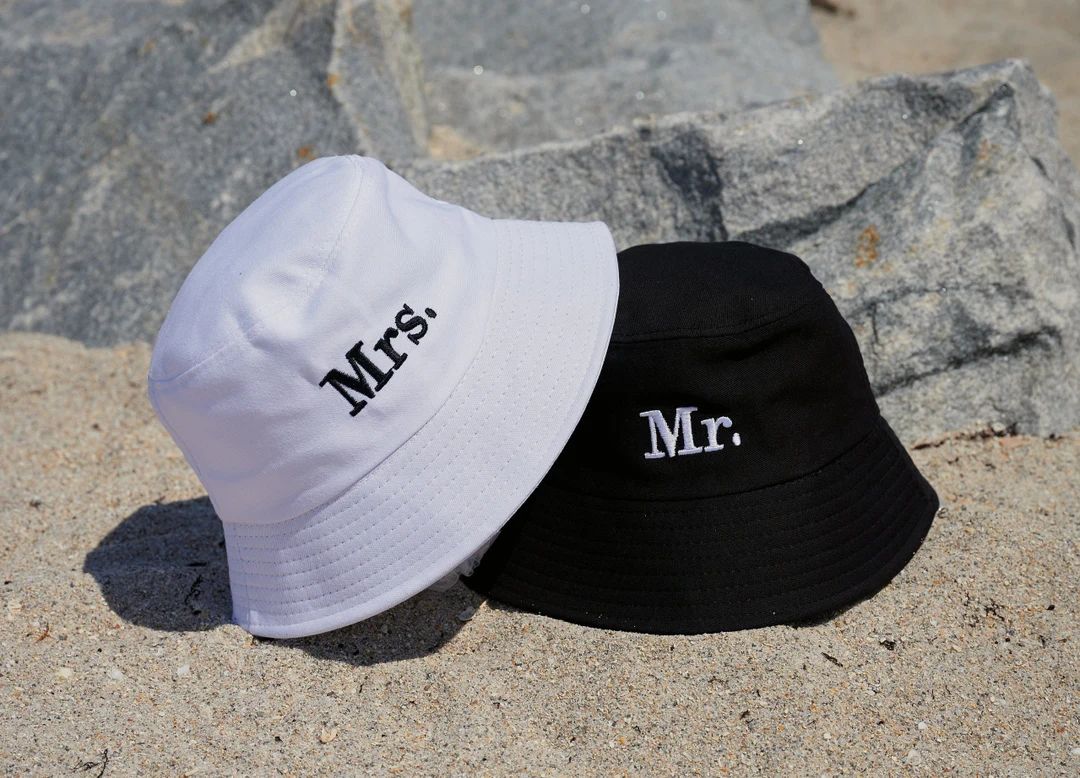 Bride Groom Embroidered Bucket Hats Wife Husband Honeymoon Trip Bucket Hats Anniversary Gifts Mat... | Etsy (US)