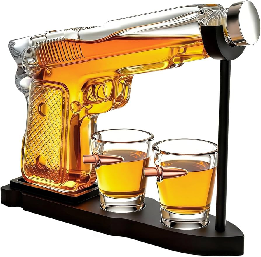 Whiskey Gun Decanter Set + 2 Bullet Glasses - Christmas Birthday Pistol Gifts for Men Who Have Ev... | Amazon (US)