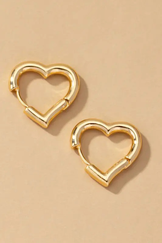 LA3 Heart shape hinged huggie hoop earrings - Casual Chic Boutique | Casual Chic Boutique