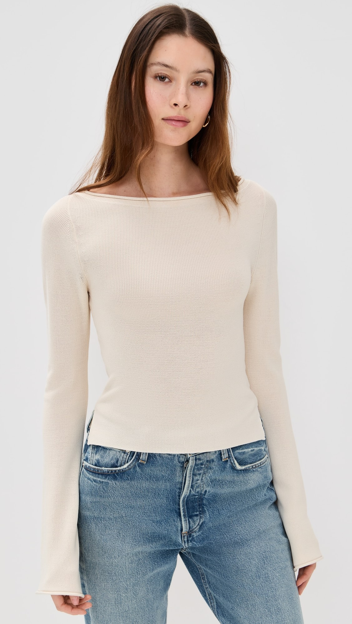 Stretch Rib Knit Boatneck Top | Shopbop