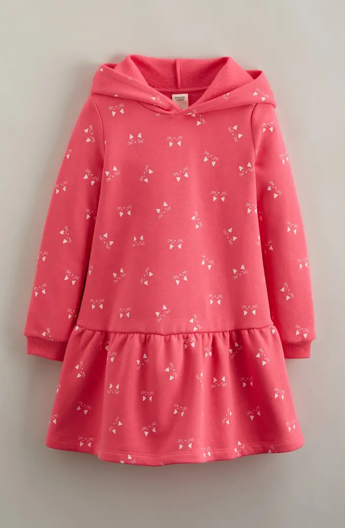 Kids' Long Sleeve Hooded Fleece Sweatshirt Dress | Nordstrom