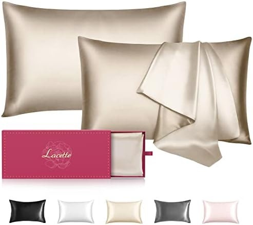 Silk Pillowcase 2 Pack for Hair and Skin,22 Momme 100% Mulberry Silk & Natural Wood Pulp Fiber Gr... | Amazon (US)