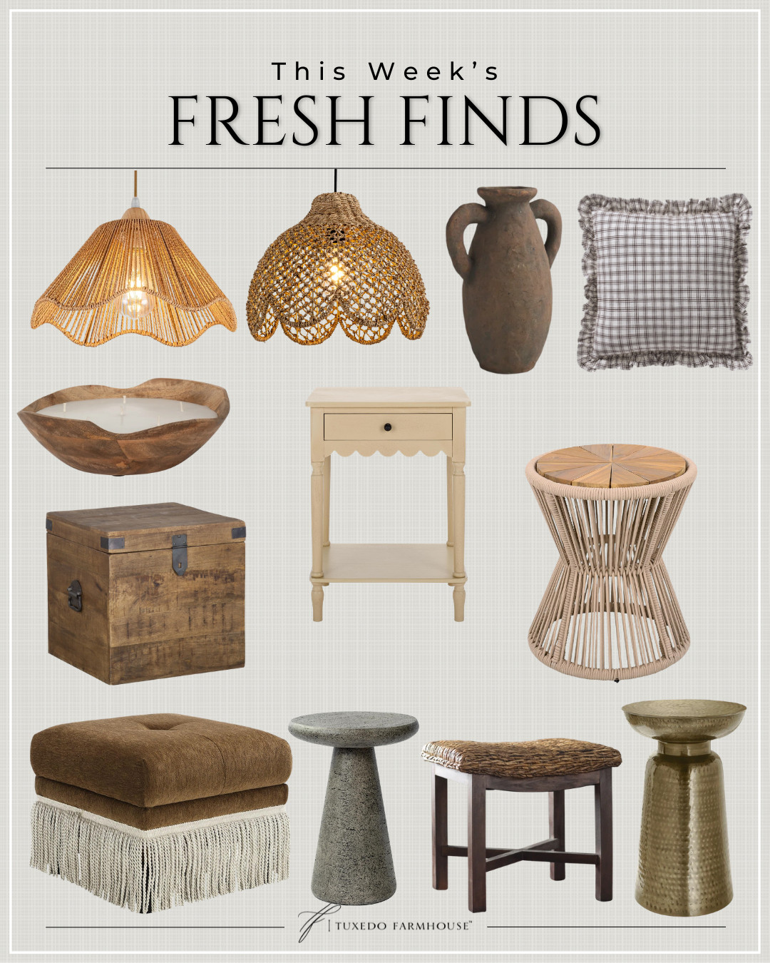 This Week's Fresh Finds

Fun new finds for the season!

Seasonal, home decor, accent chairs, rugs, wall art, frames, pillows, lamps, baskets, candles, books, coffee tables, ottomans, trays, bowls, consoles, accent tables
 

 #LTKSeasonal #LTKHome #LTKSaleAlert