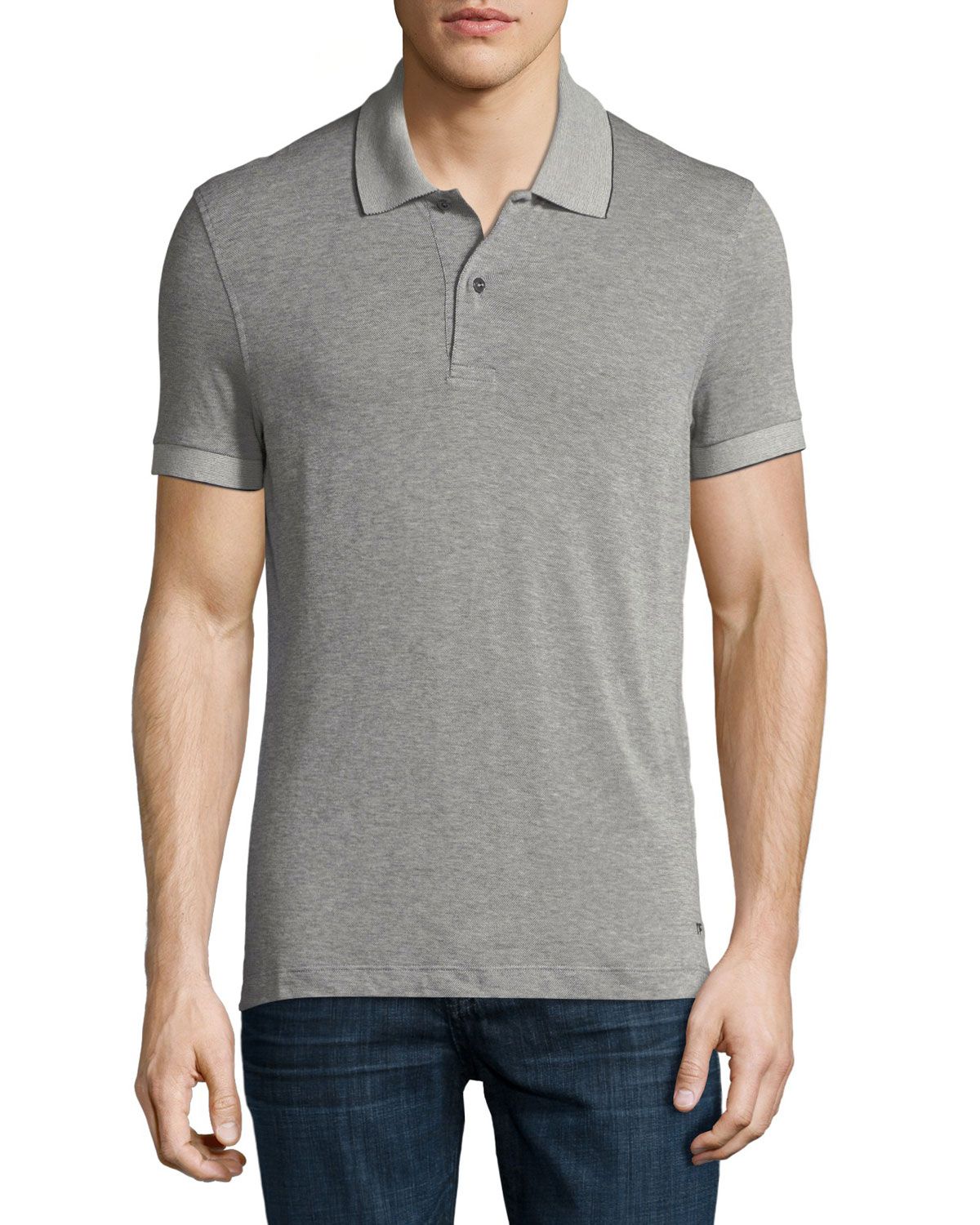 Pique Polo Shirt, Medium Gray | Neiman Marcus