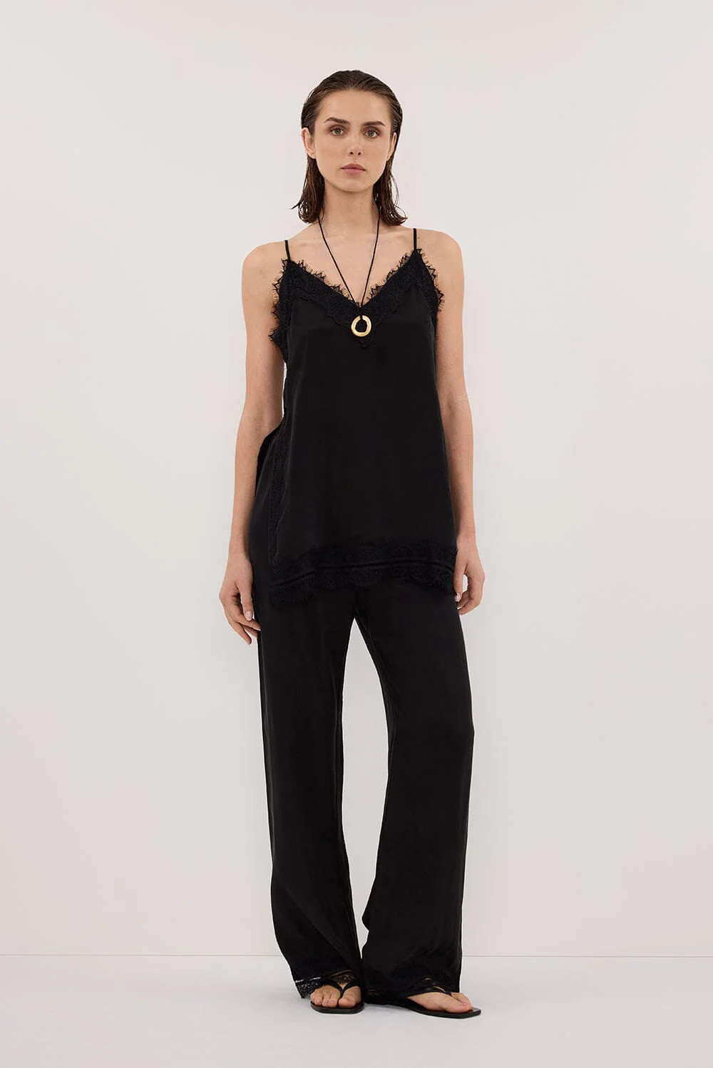 ANDREA BLACK CUPRO LACE PANT | DISSH