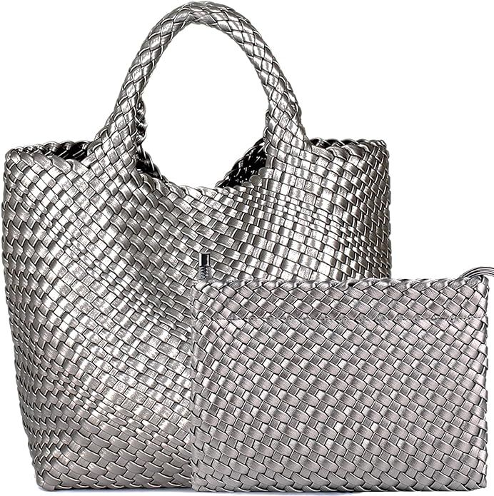 Fashion Woven Bag Shopper Bag Travel Handbags and Purses Women Tote Bag Large Capacity Shoulder B... | Amazon (US)