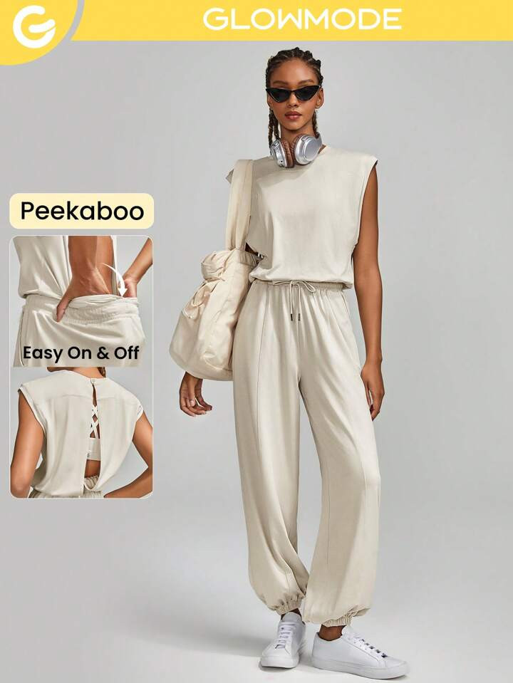 GLOWMODE Cloudknit Adjustable Pocket Jumpsuit Light Support Low Impact Daily Casual | SHEIN