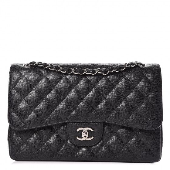 CHANEL Caviar Quilted Jumbo Double Flap Black | Fashionphile