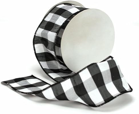 Cheshire Wired Edged Black and White Dupioni Striped Ribbon 2 1/2" 10 Yards | Amazon (US)
