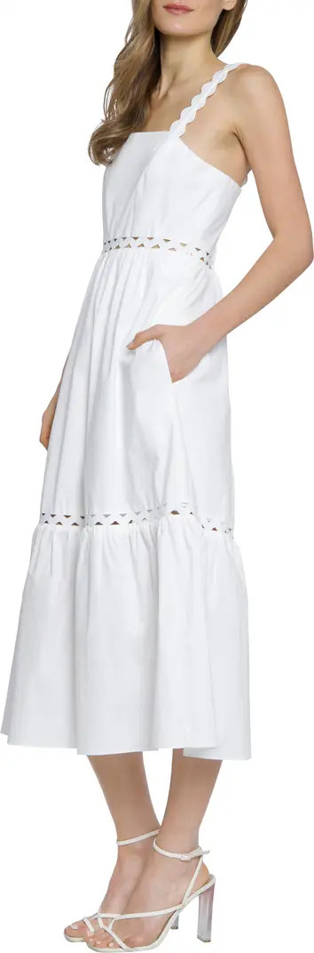 Sleeveless Tiered Stretch Poplin Midi Dress | Nordstrom