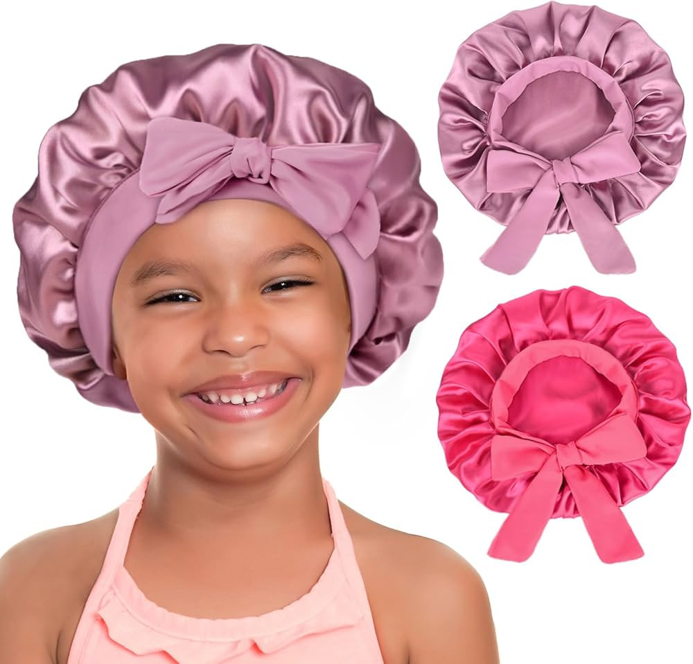 YANIBEST 2 PCS Baby Bonnet Silk Satin Bonnet for Kids Sleeping Cap Curly Natural Hair Silk Bonnet... | Amazon (US)