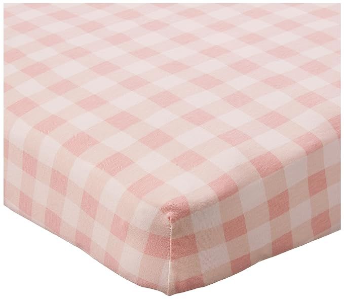 HonestBaby Girls Organic Cotton Changing Pad Cover, Peach Skin Painted Buffalo Check, One Size | Amazon (US)