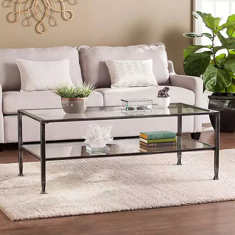 Mara Glass and Black Metal Coffee Table | Kirkland's Home