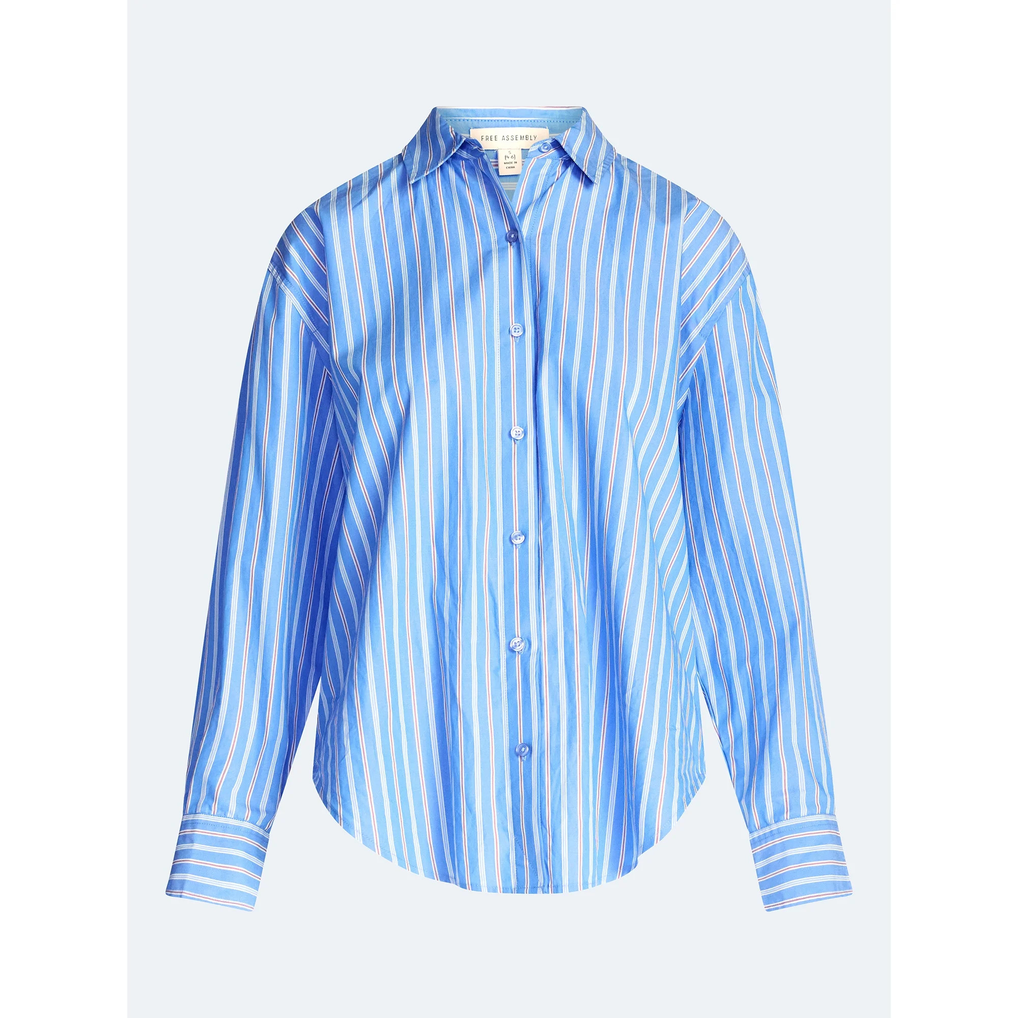 Free Assembly Women's and Women's Plus Relaxed Button Down Cotton Shirt with Long Sleeves, Sizes ... | Walmart (US)