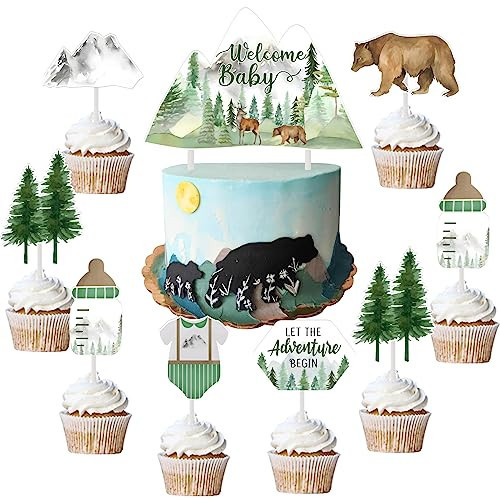 Let the Adventure Begin - 25PCS Baby Shower Decorations: Our Greatest Adventure Forest Mountain Awaits - Cake Toppers for Boys | Amazon (US)
