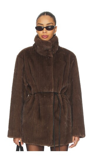 LPA Maria Faux Fur Coat in Brown. - size XL | Revolve Clothing (Global)