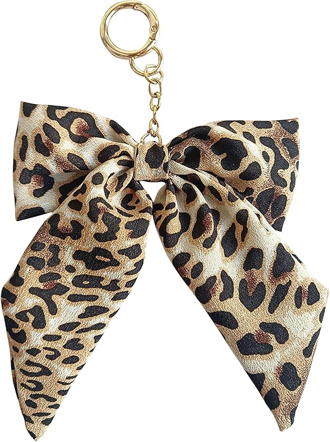 Leopard Print Bow Bag Charm for Purse Handbags Bag Accessories Charms PU Key Charms | Amazon (US)