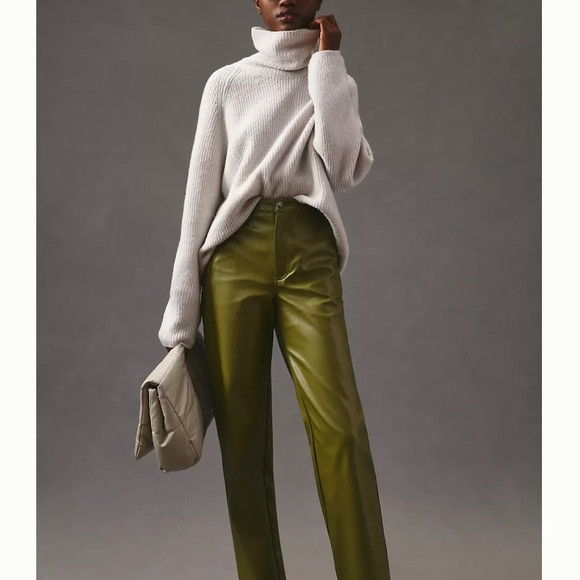 ANTHROPOLOGIE EN SAISON LANA FAUX LEATHER PANTS SIZE M COLOR OLIVE NWT | Poshmark