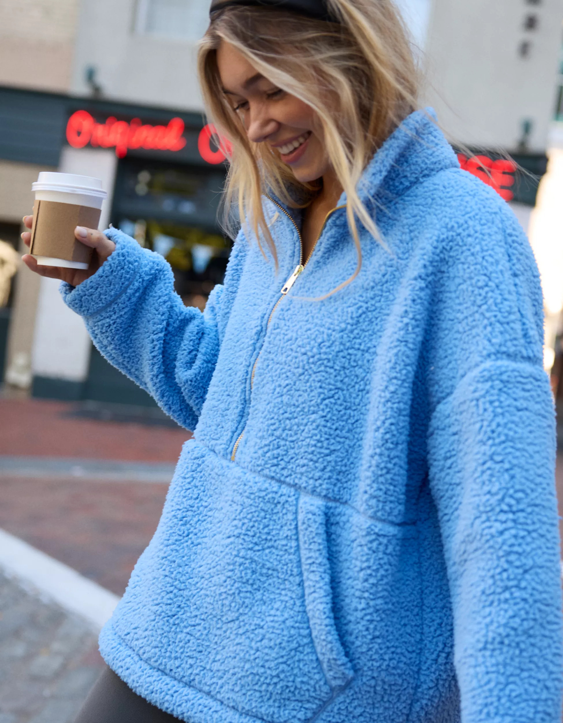 Aerie Sherpa Quarter Zip Sweatshirt | American Eagle Outfitters (US & CA)