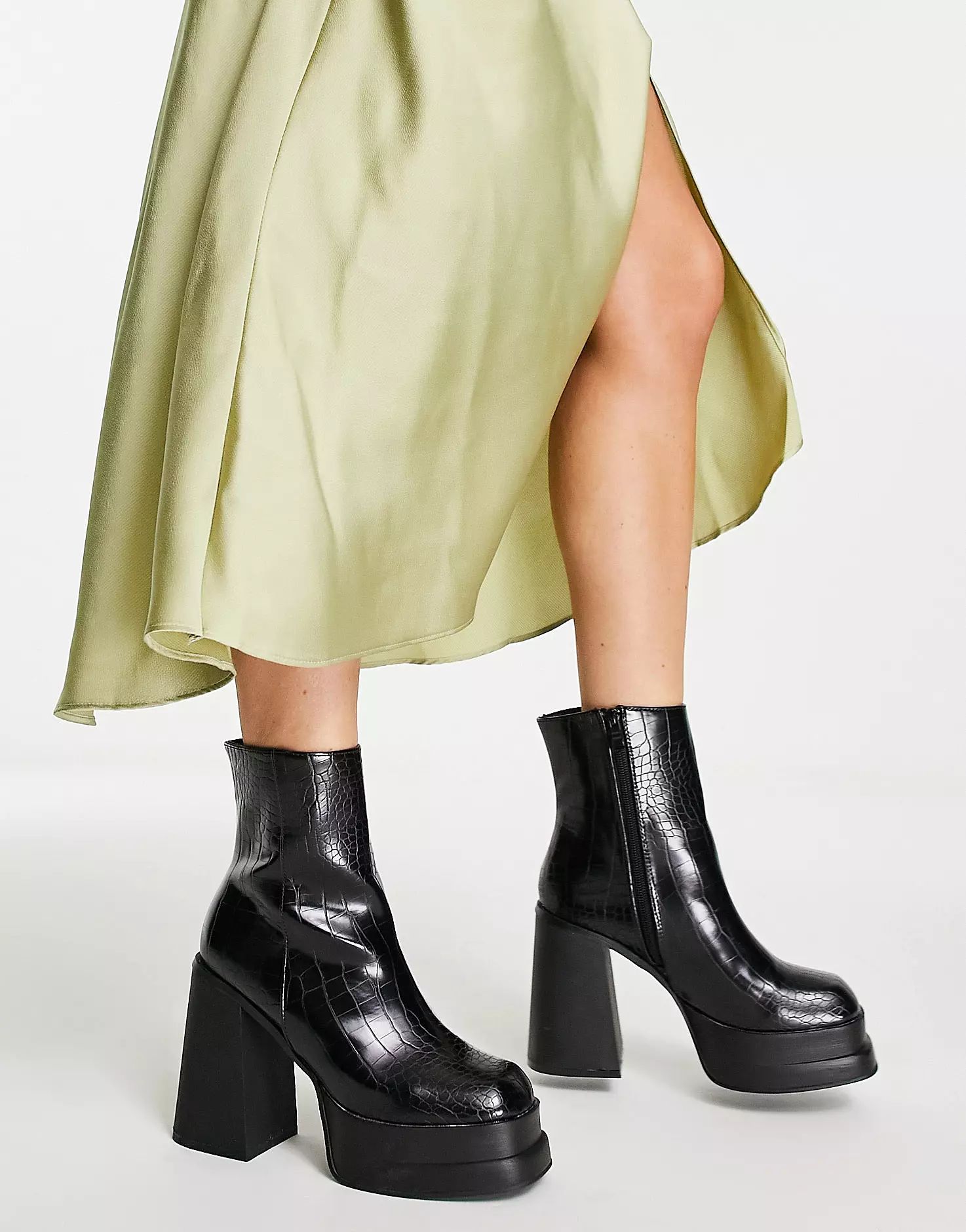 Z_Code_Z Noa chunky heeled boots in black croc - BLACK | ASOS (Global)