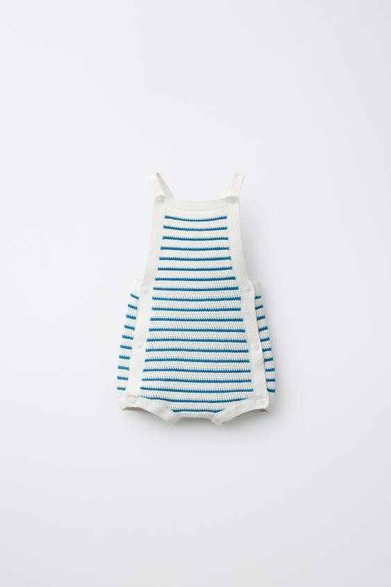 STRIPED KNIT OVERALL SHORTS | Zara US