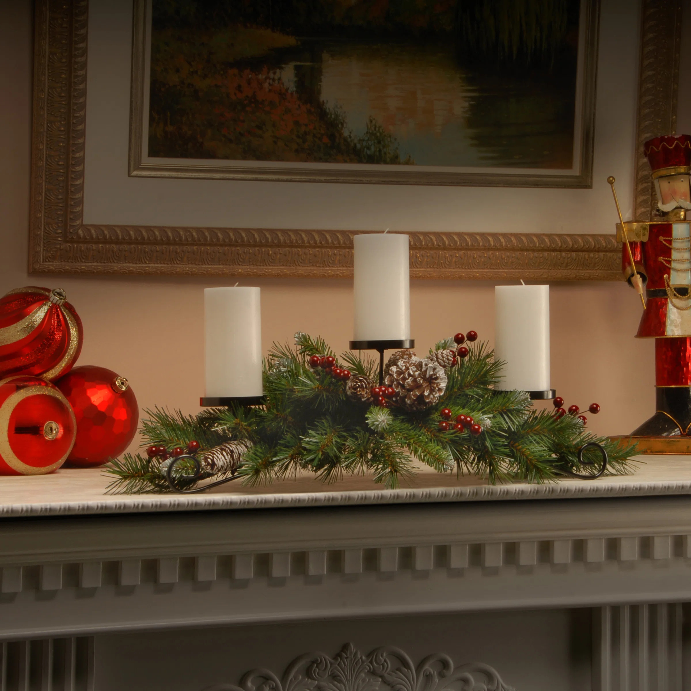 30 in. Frosted Berry Centerpiece and Candle Holder | Wayfair North America