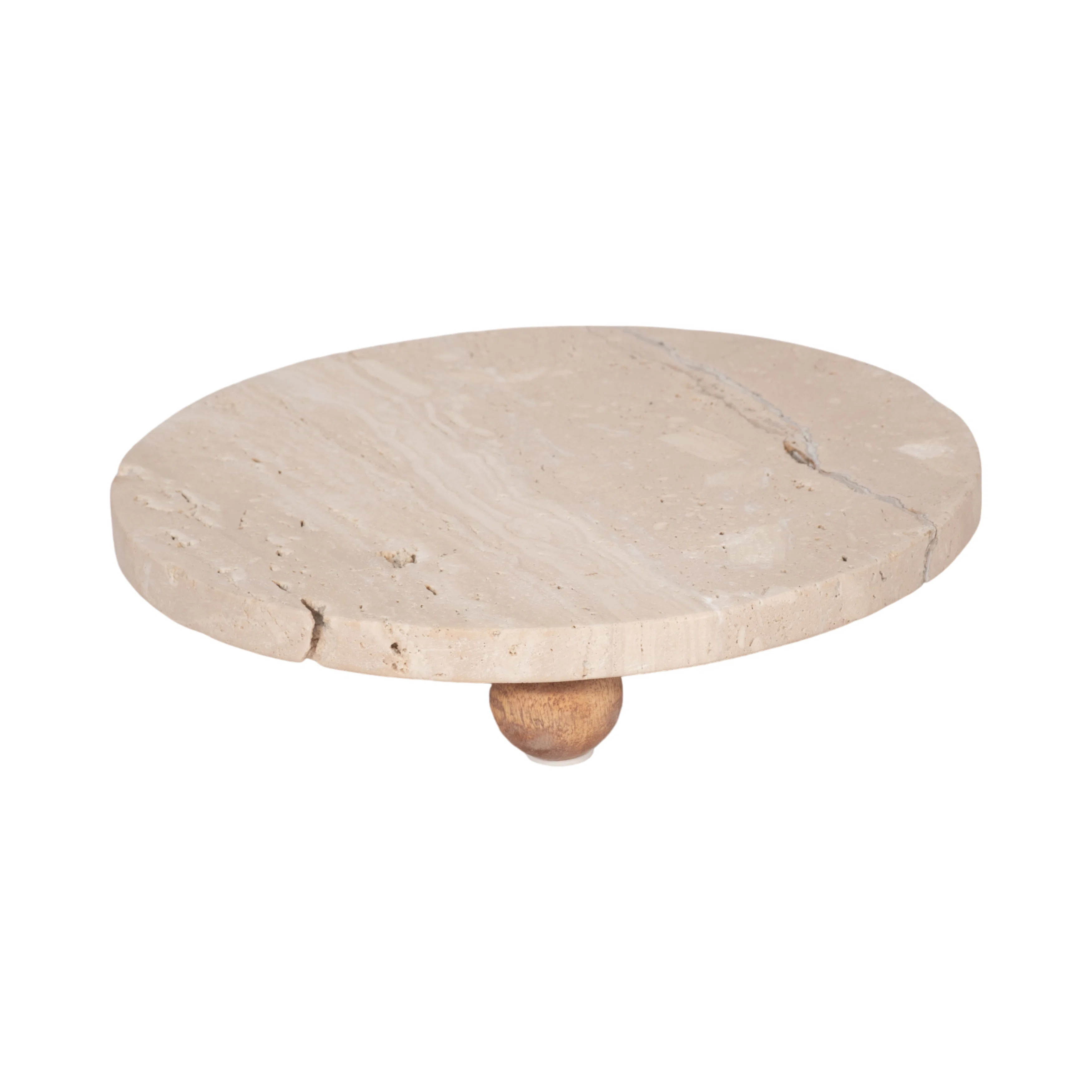 Frandric Tan Travertine Round Decorative Tray | Perigold