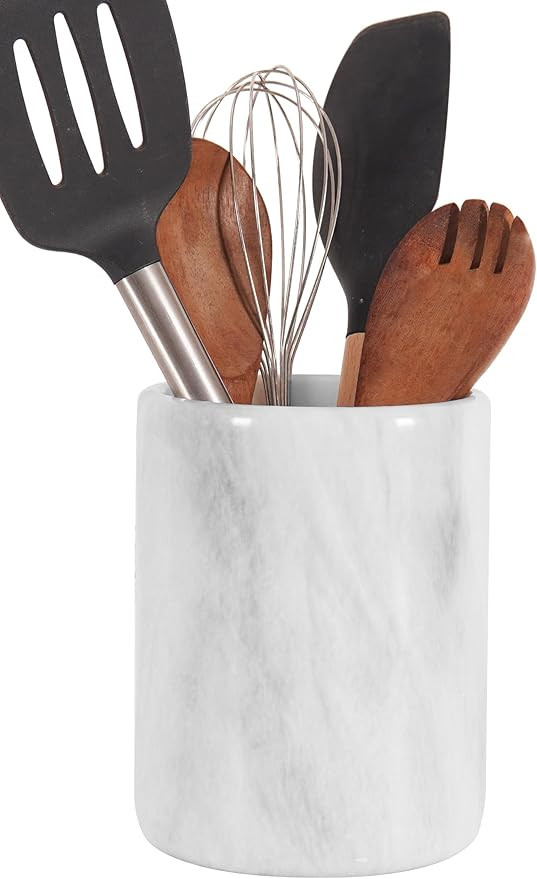 Radicaln Marble Utensil Holder 6.5" Inches White Handmade Spoon Holder for Kitchen Counter, Ideal... | Amazon (US)