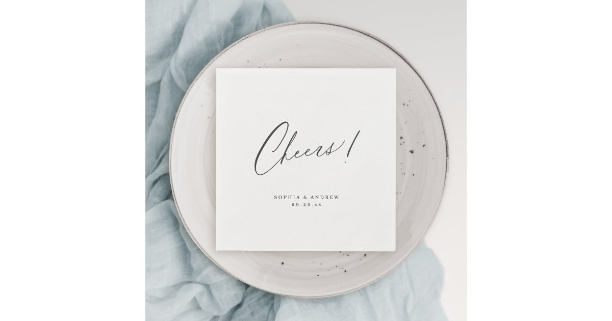Elegant modern cheers script minimalist wedding napkins | Zazzle | Zazzle