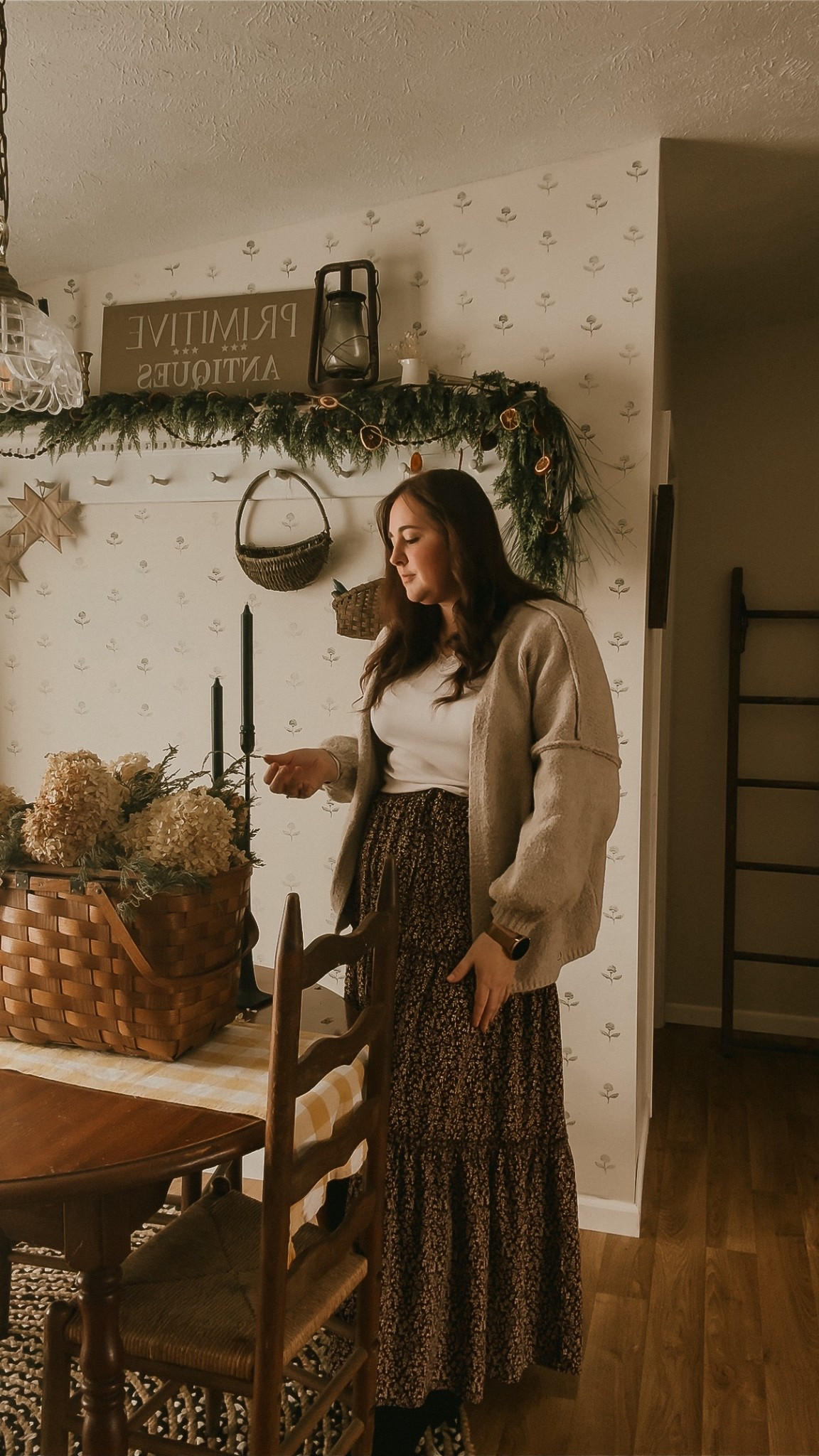 Cozy outfit of the day, homestead edition.

I love floaty skirts. They truly have my heart in a chokehold, especially paired with an oversized cardigan with lantern sleeves. Comfortable, warm, and all the cozy feels.

Everything is linked on Amazon and LTK, but keep an eye out while you’re thrifting too. Pieces like this show up all the time if you know what to look for.