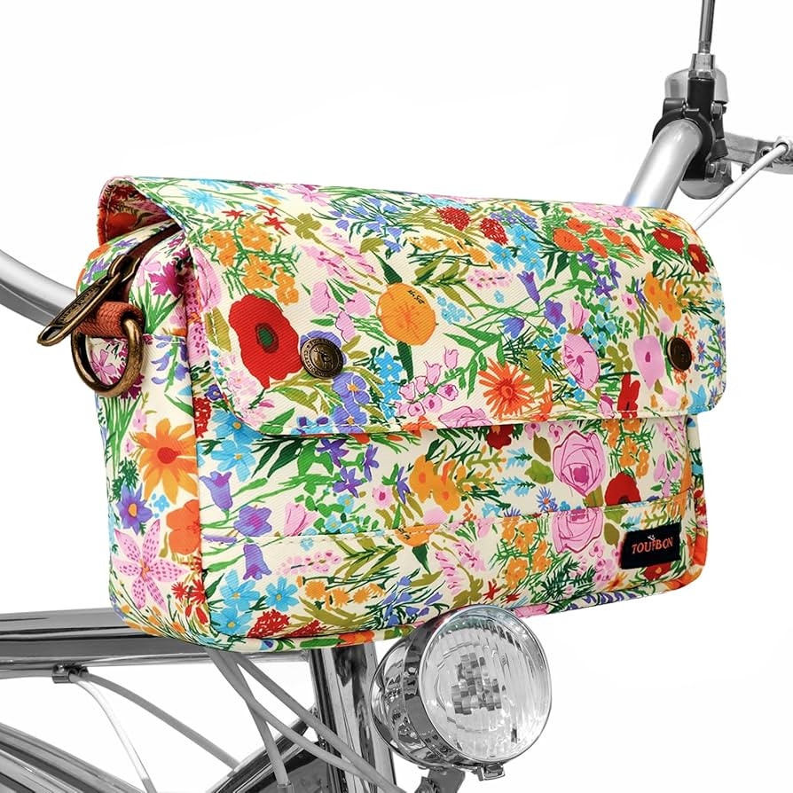 TOURBON Bike Bag Waxed Canvas Bicycle Handlebar Bag Zipper Closure Pouch Crossbar Front Frame Bas... | Amazon (US)