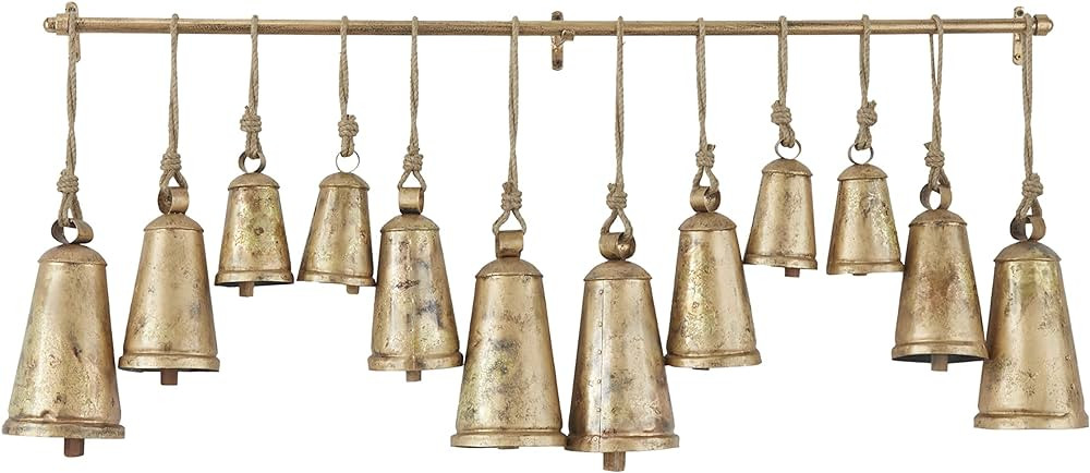 Deco 79 Metal Tibetan Inspired Meditation Decorative Cow Bell with Jute Hanging Rope and Rod, 48"... | Amazon (US)