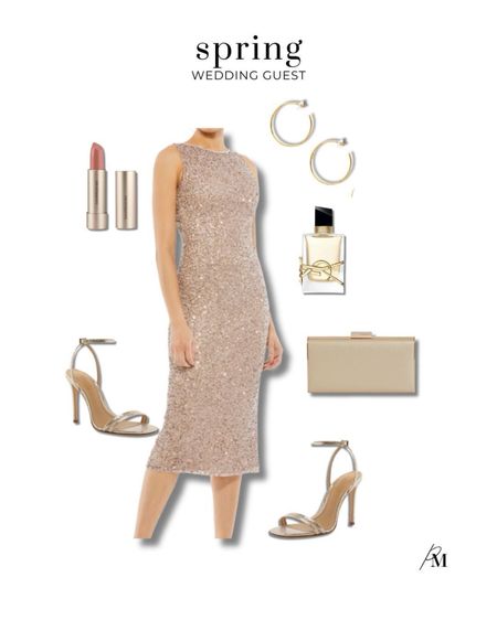 Spring wedding guest outfit idea. I love this sequins dress and gold heels for a formal spring wedding. 

#LTKSeasonal #LTKstyletip #LTKbeauty