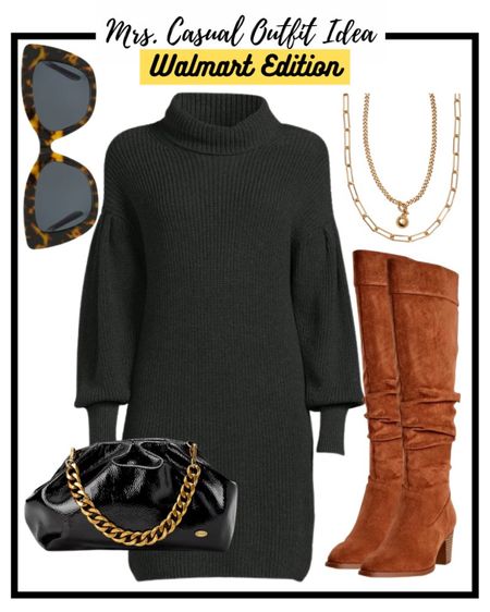 Walmart sweater dress winter outfit idea! Designer dupe bag 

#LTKstyletip #LTKunder50 #LTKSeasonal