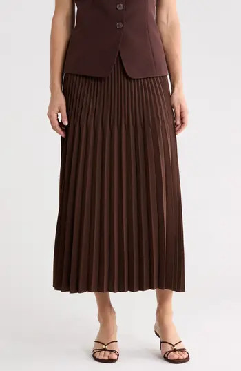 Gemma + Jane Pleated Midi Skirt in Coffee Bean at Nordstrom Rack, Size Medium | Nordstrom Rack