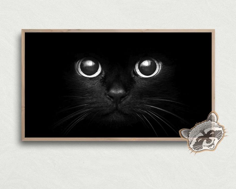 Black Cat Art • Halloween Frame TV Art • August • September • October Digital Download ... | Etsy (US)