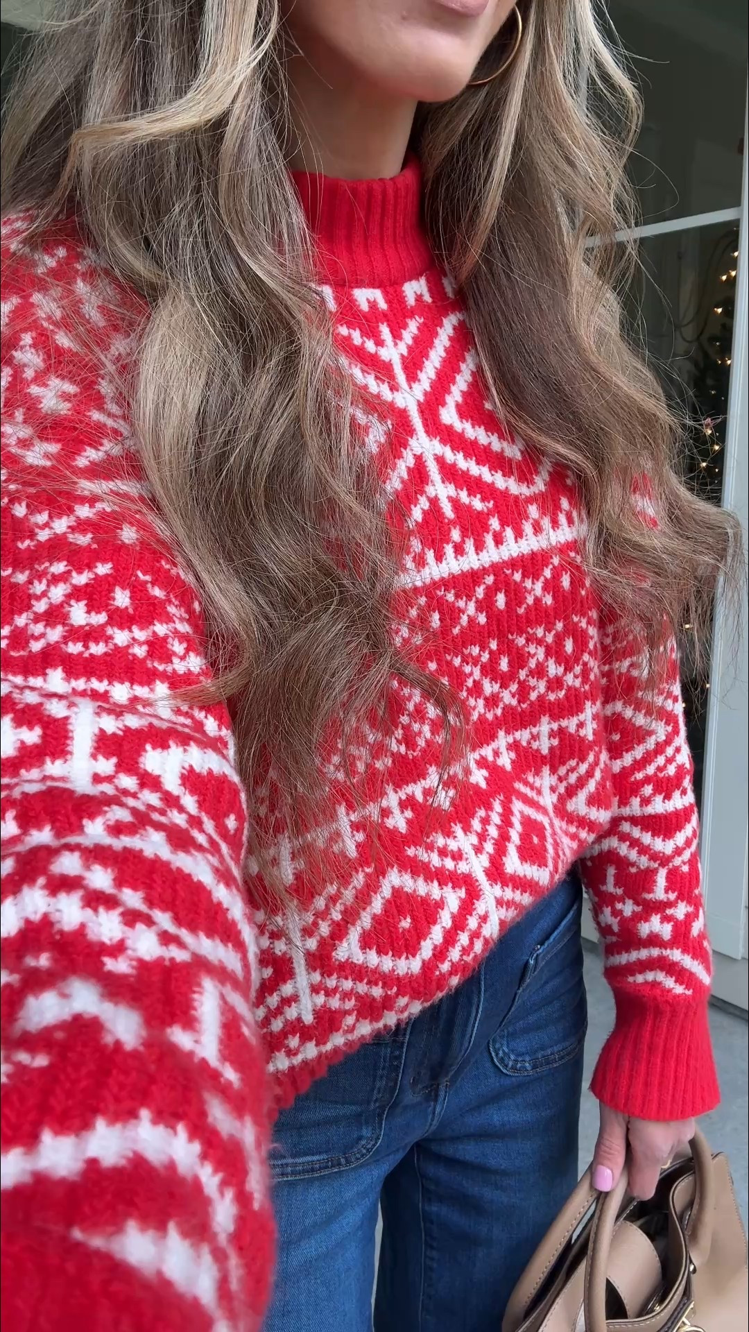What I wore: Christmas program outfit - wearing size medium in red fair isle sweater

#LTKHoliday