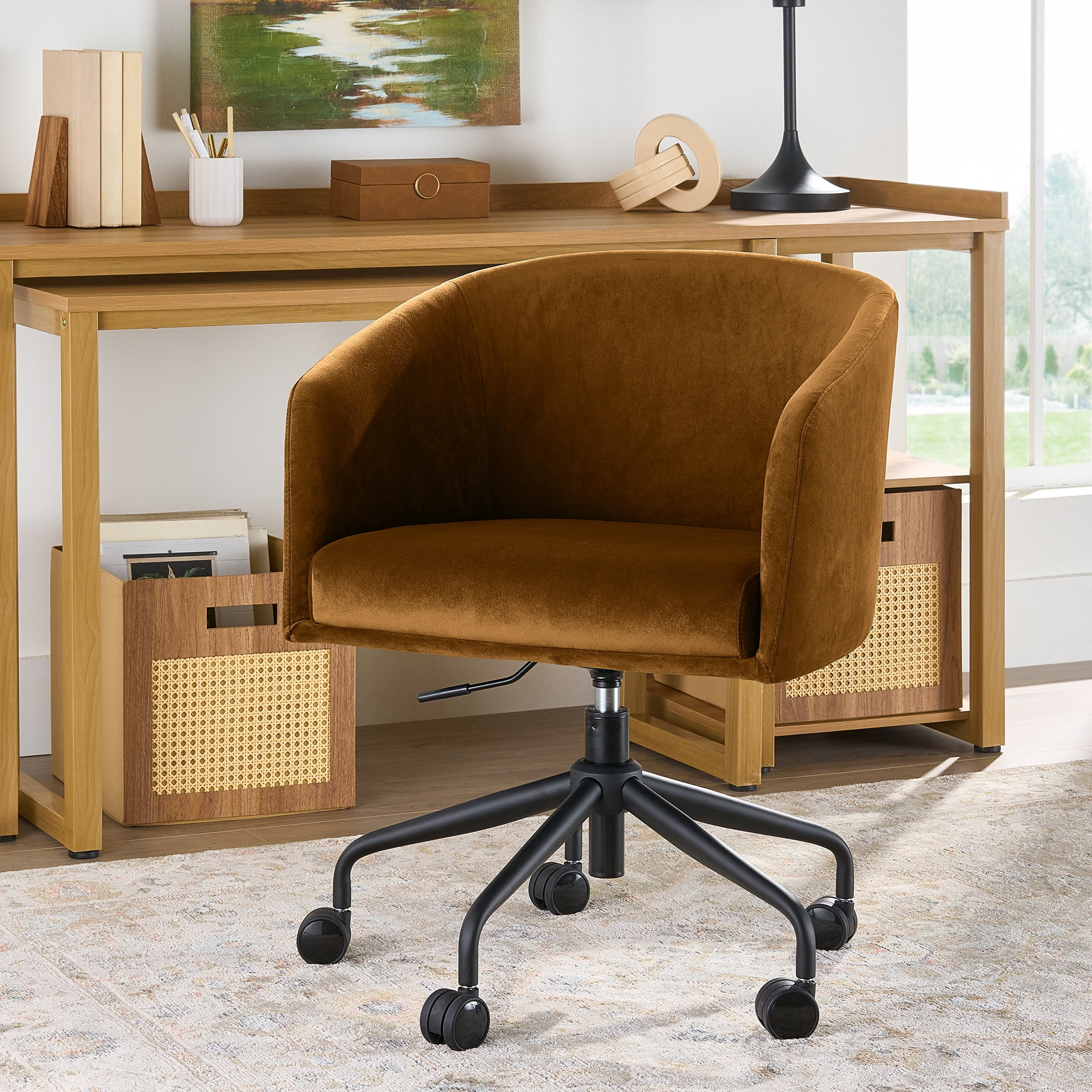 Better Homes & Gardens Wyatt Velvet Office Chair, Ochre | Walmart (US)