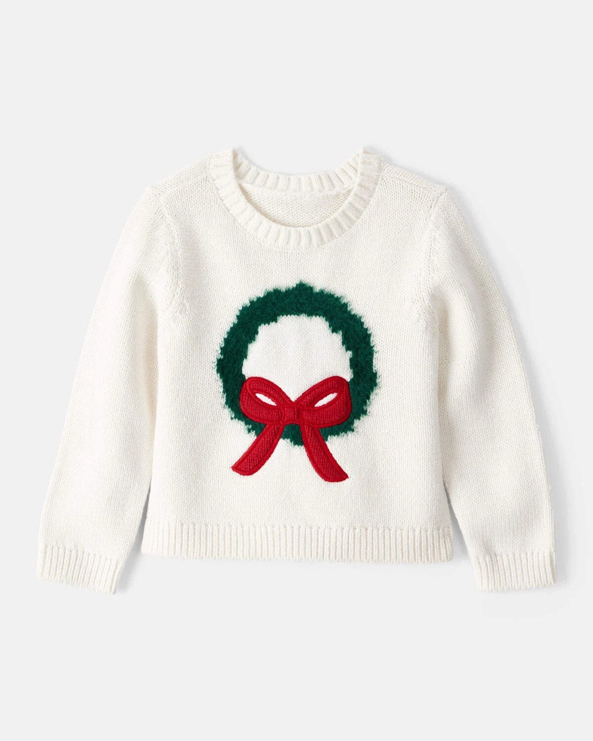 Toddler Girl Christmas Wreath Long-Sleeve Sweater - White | Carter's | Carter's Inc