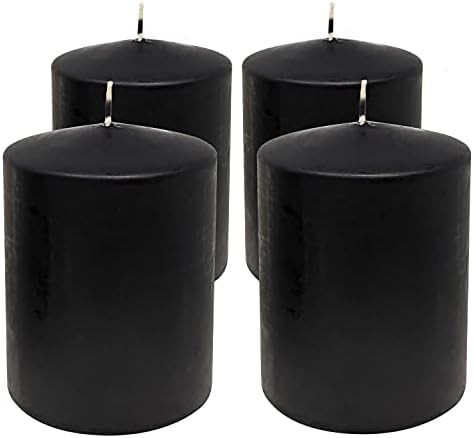 Hyoola Black Pillar Candles 2x3 Inch - 4 Pack Unscented Pillar Candles - European Made | Amazon (US)