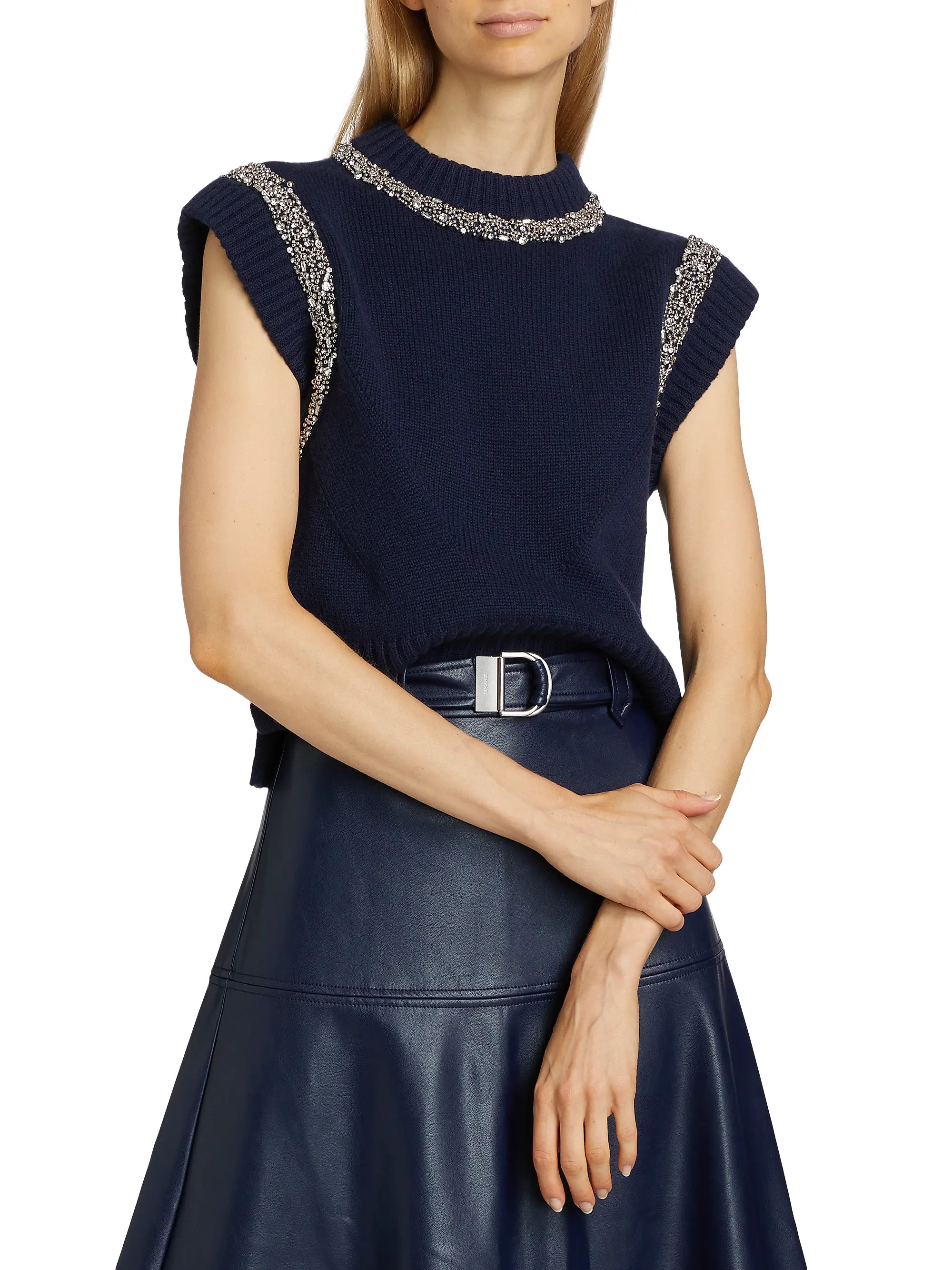 SIMKHAIJoanae Embellished Wool-Cashmere Sleeveless Sweater | Saks Fifth Avenue