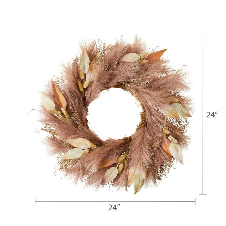 Polyester Pampas Grass Wreath, 24", Fall by Way To Celebrate | Walmart (US)