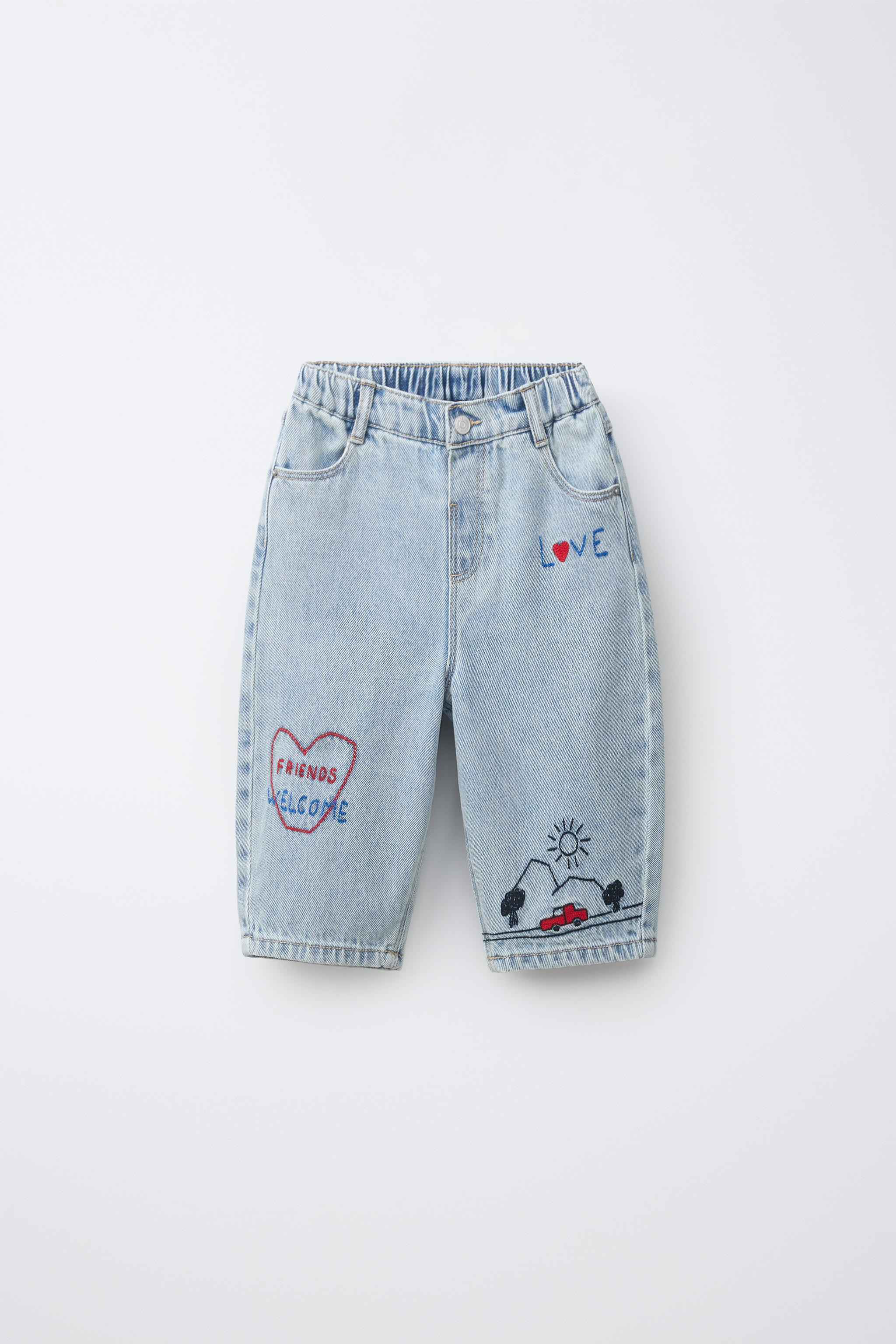 Baggy-Jeans mit elastischem Bund und Druckknopf vorne. Vordertaschen und aufgesetzte Ges\u00e4\u0... | Zara DE