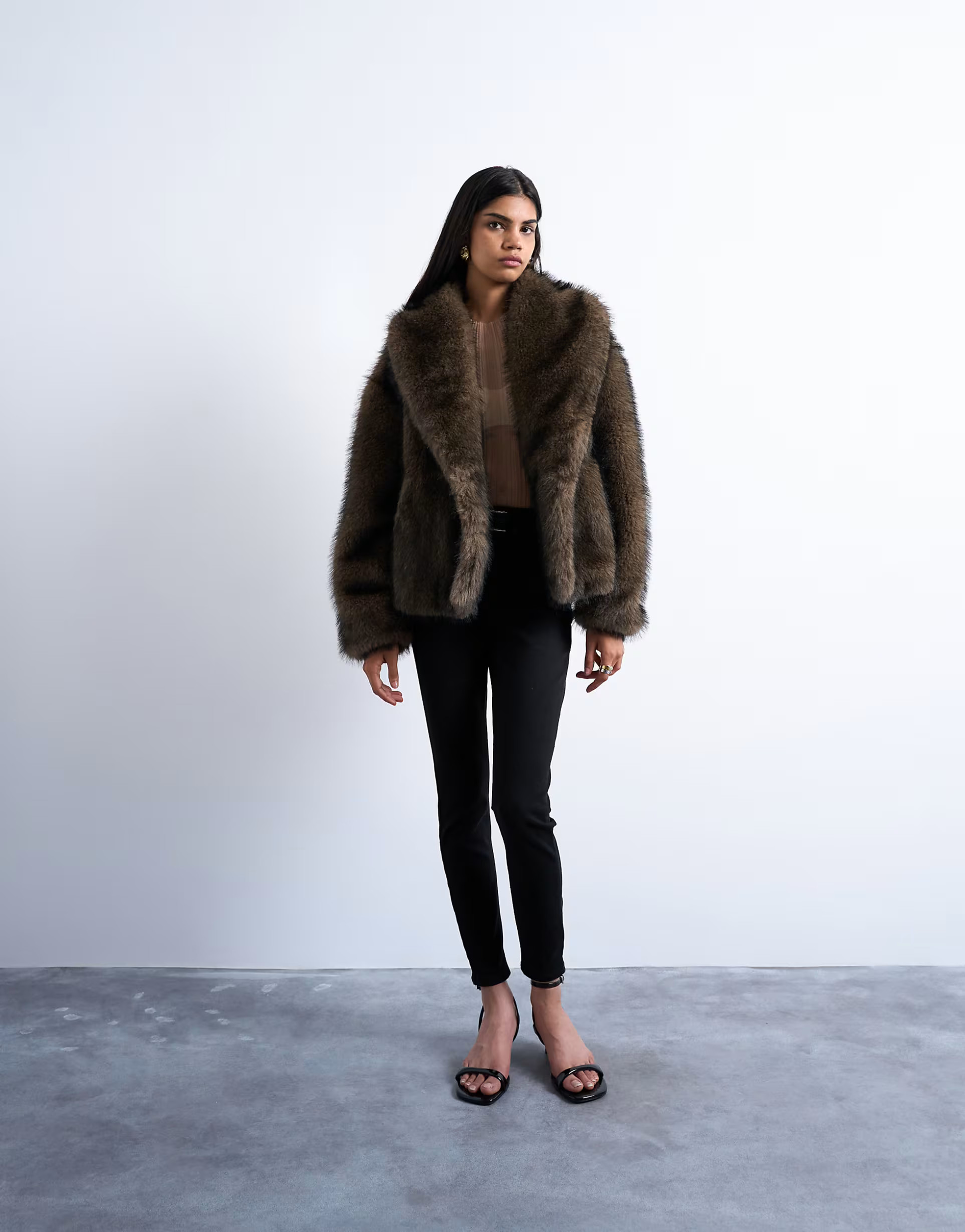 Topshop faux fur boxy shawl coat in mink | ASOS (Global)