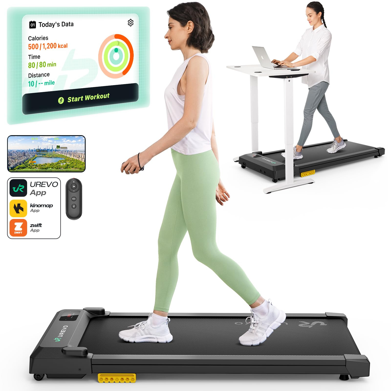 UREVO Smart Walking Pad, Compact Under Desk Treadmill with Double Shock Absorption, Quiet Operati... | Amazon (UK)