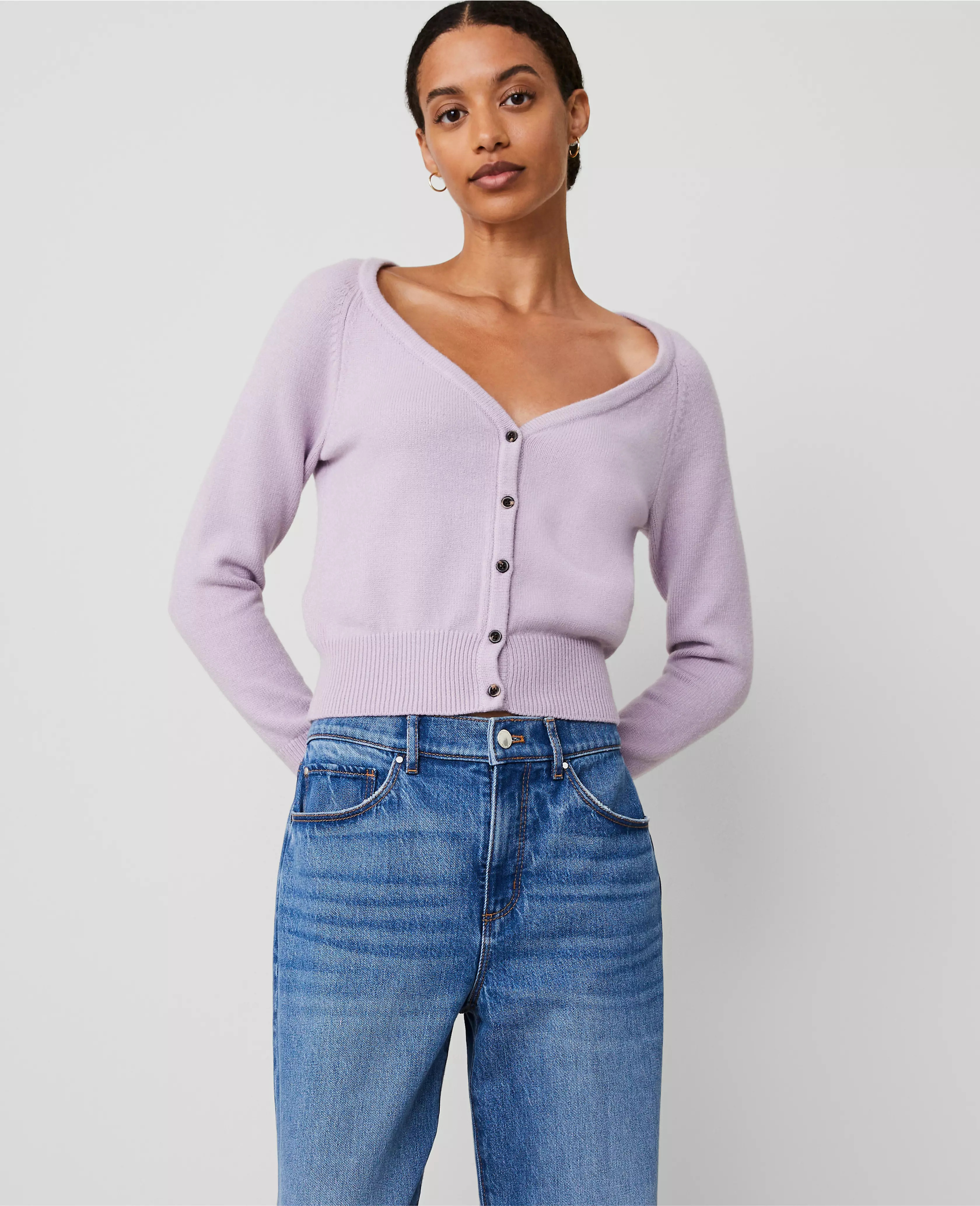 Open V-Neck Cropped Cardigan | Ann Taylor