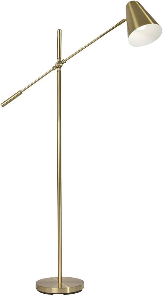 OttLite Archer Floor Lamp - Mid-Century Modern Design, Satin Brass Finish, LED, Adjustable Shade | Amazon (US)